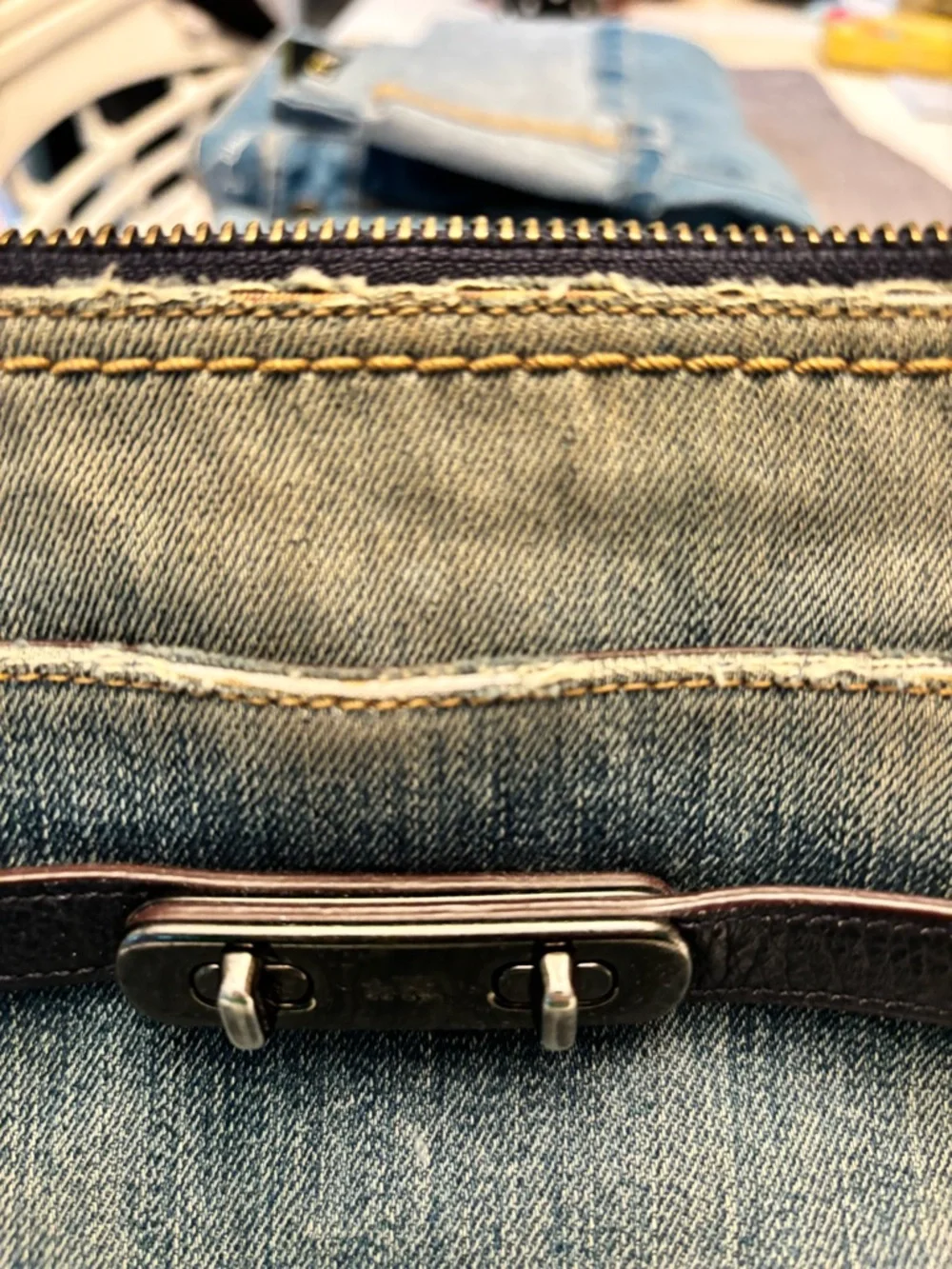 Coach Denim Crossbody Bag in Faded Blue with Black Trim - Picture 5 of 8